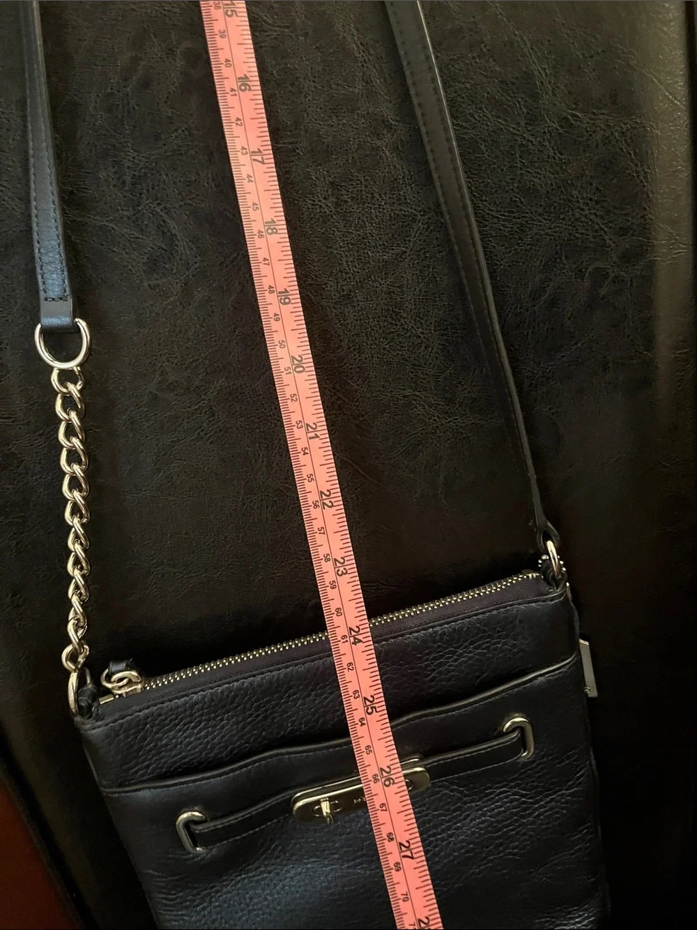 Metallic blue Coach crossbody purse